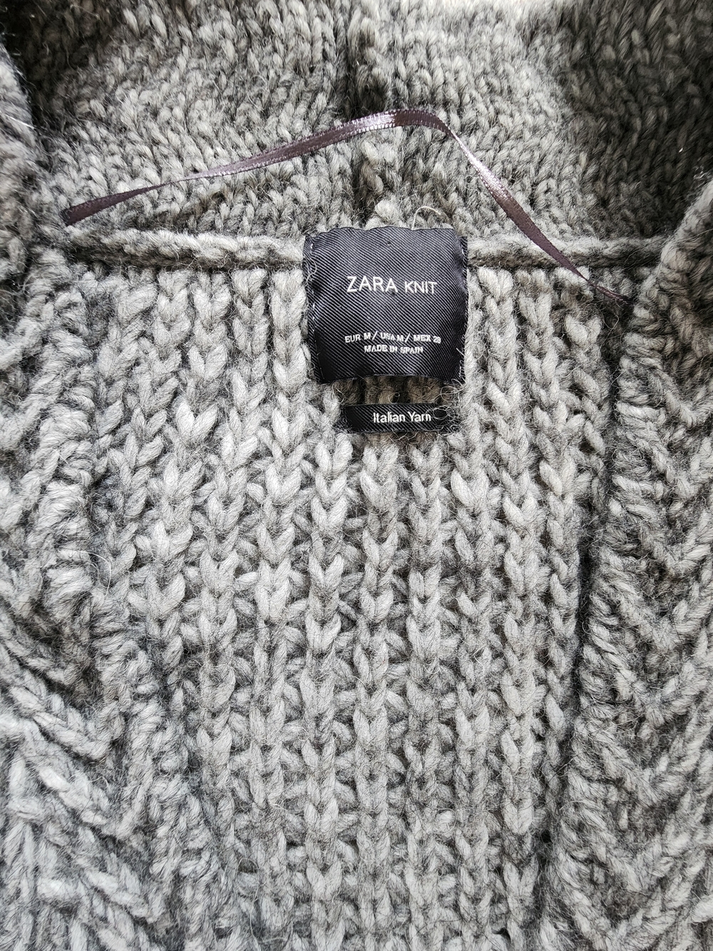Zara Gray Chunky Knit Open Cardigan - Picture 2 of 5